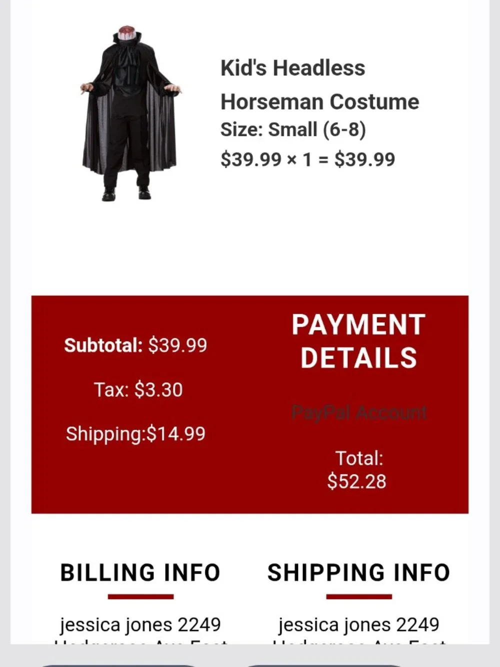 Kids Headless Horseman costume